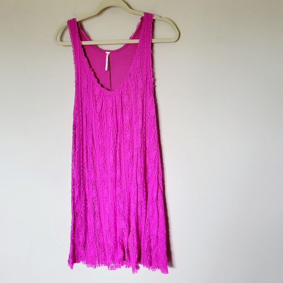 Free People Wild Pink Lace Swing Dress - Picture 3 of 7